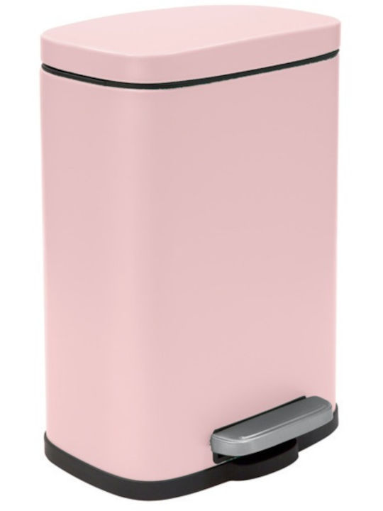 Dimitracas Akira Metallic Toilet Bin with Soft Close Lid 5lt Rose Mat