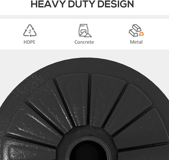 Outsunny Umbrella Stand made of Cement Black Velvet-Black Metal 43x43cm