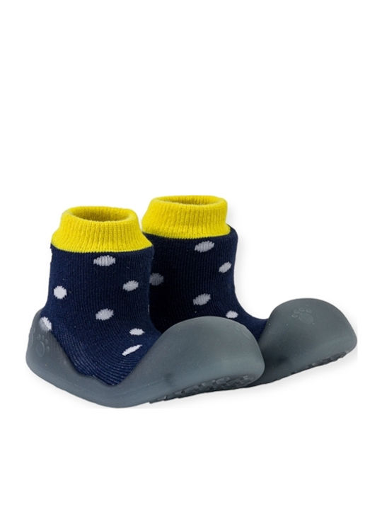 BigToes Kinder Haussocken Big Toes Chameleon Polka Blue