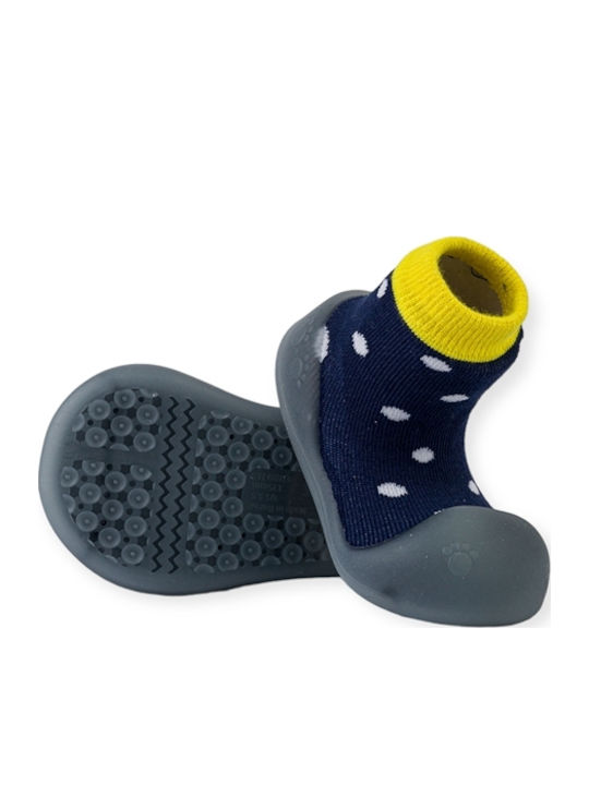 BigToes Παιδικές Καλτσοπαντόφλες Big Toes Chameleon Polka Μπλε