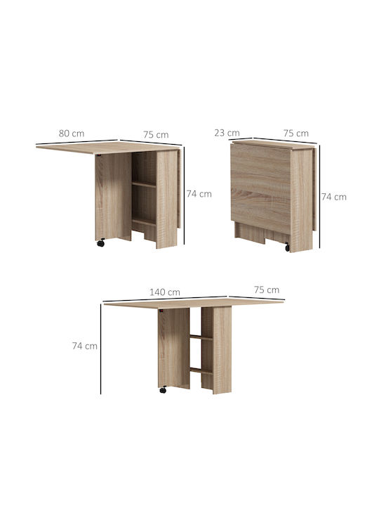 Tisch Speisesaal Klappbar Holz Natural Wood 140x75x74cm