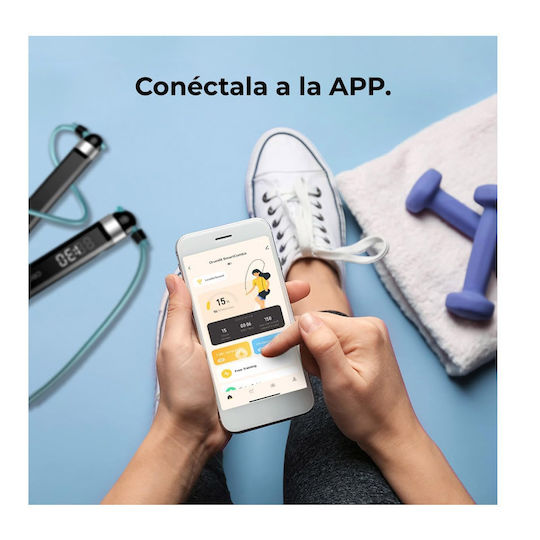 Cecotec Drumfit Smartcomba 3000 Connected Σχοινάκι Γυμναστικής 3m Μαύρο με Μετρητή και Ρυθμιζόμενο Μήκος
