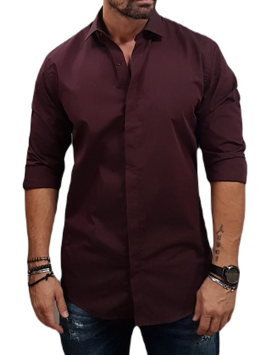 Vittorio Artist Men's Shirt Long Sleeve Burgundy