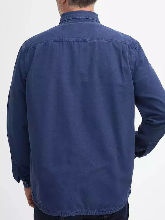 Barbour Herrenhemd Overshirt Langärmelig Baumwolle Mid Blue