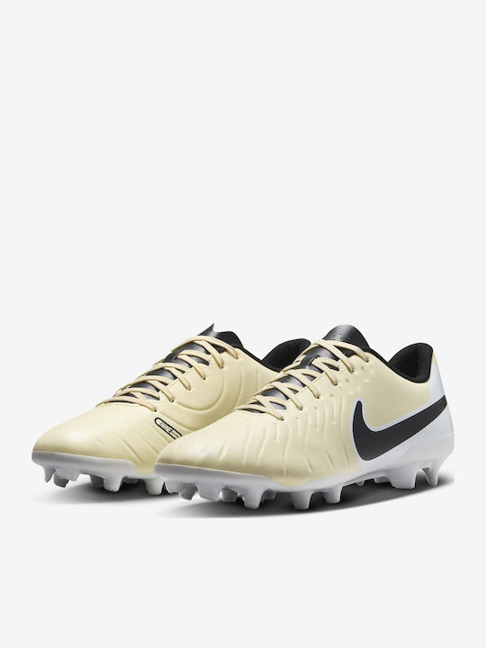Nike Tiempo Legend 10 Club Ποδοσφαιρικά Παπούτσια με Τάπες FG/MG Lemonade / Metallic Gold Coin / Μαύρο