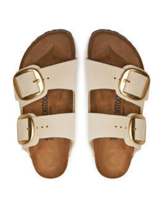 Arizona Big Buckle Leather Women's Flat Sandals in Brown Color Narrow Fit