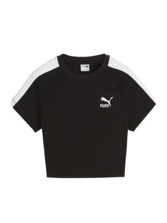 Iconic T7 Γυναικείο Αθλητικό T-shirt Ριγέ Μαύρο