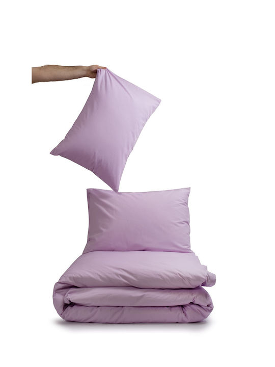 Viokarpet Duvet Cover Set Cotton Single with Pillowcase 165x245 View Lilac Lt Grey