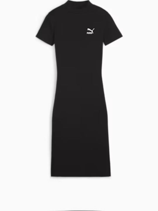 Classics Καλοκαιρινό Midi Αθλητικό Φόρεμα T-shirt Κοντομάνικο Μαύρο