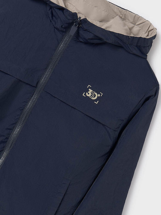 Kids' Casual Jacket Windproof Double Sided with Hood Dark Blue