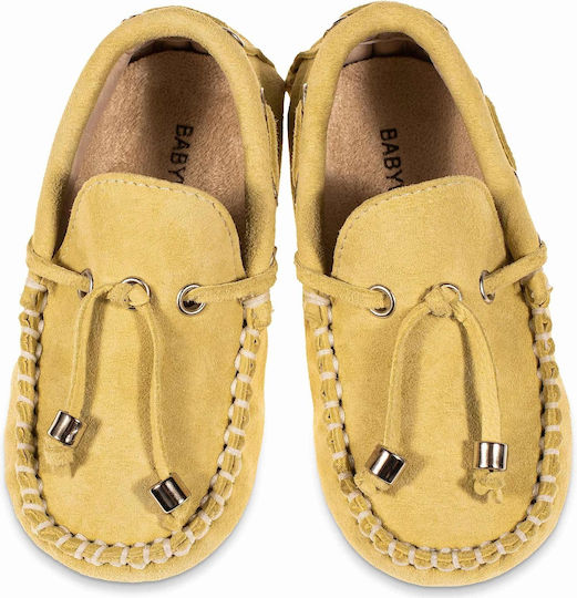 Babywalker Yellow Baptism Leather Moccasins