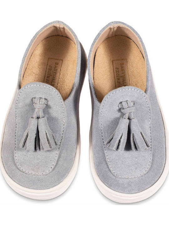 Babywalker Christening Leather Moccasins Light Blue