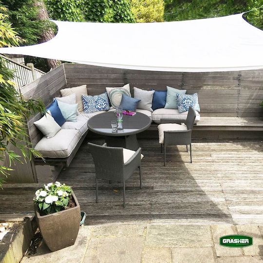 Grasher Ε220 Square Shade Sail White With Hoop 3.6x3.6m 180gr/m²