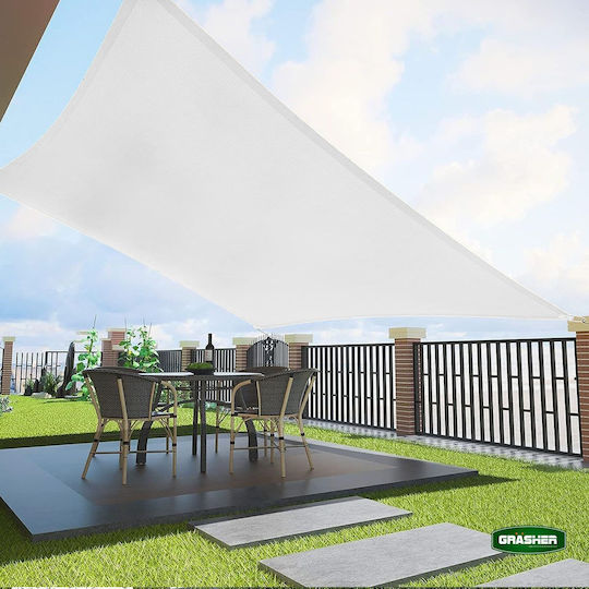 Grasher Ε220 Square Shade Sail White With Hoop 3.6x3.6m 180gr/m²
