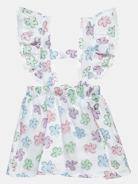 Kinderkleid Ärmellos Blumen Weiß