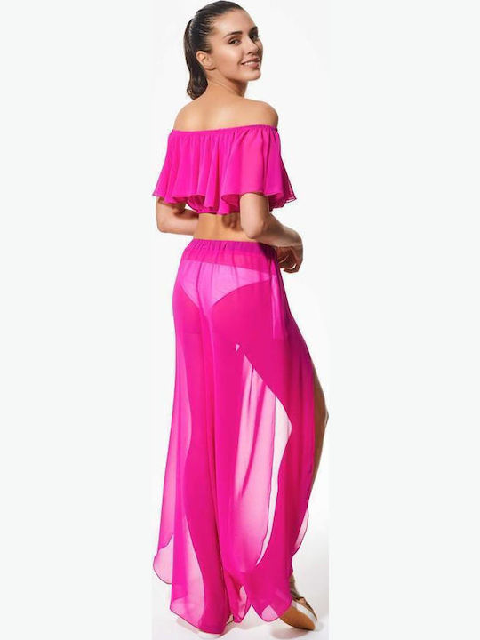 Women's Crop Top Off-Shoulder Short Sleeve Pink