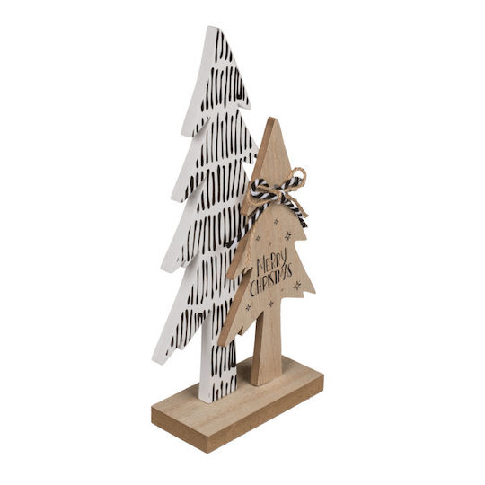 Arbore Decorativ De Crăciun Din Lemn Cu Inscripție 25.5 Cm Bej Merry Christmas 2