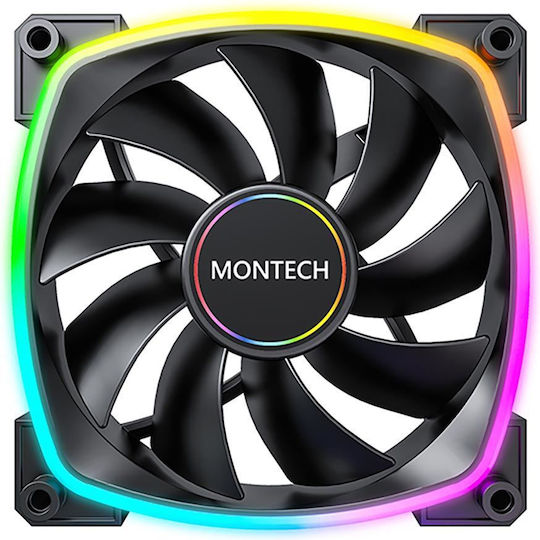 Montech AX140 Ventilator Pentru Carcasă (1600rpm / 90.5cfm) cu Iluminare ARGB și Conexiune 4-Pin PWM
