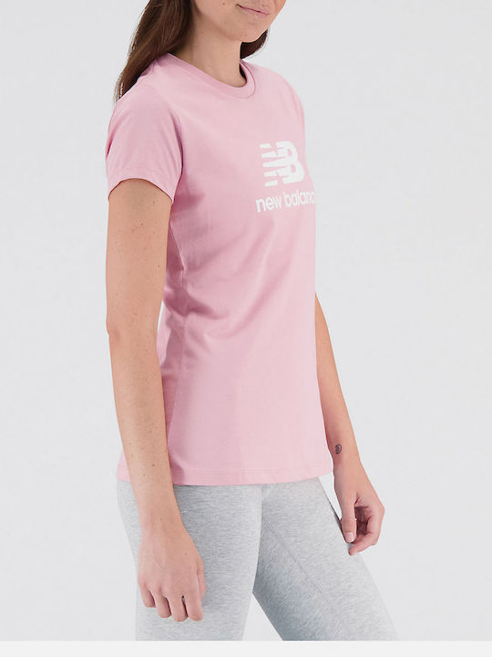 New Balance Γυναικεία Αθλητική Μπλούζα Κοντομάνικη Ροζ