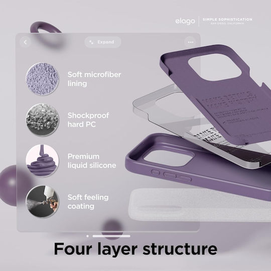 Elago Liquid Back Cover Silicone Lilac (iPhone 15 Pro Max)