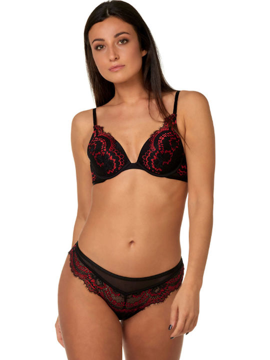 Damen Zeichenfolge mit Spitze Schwarz