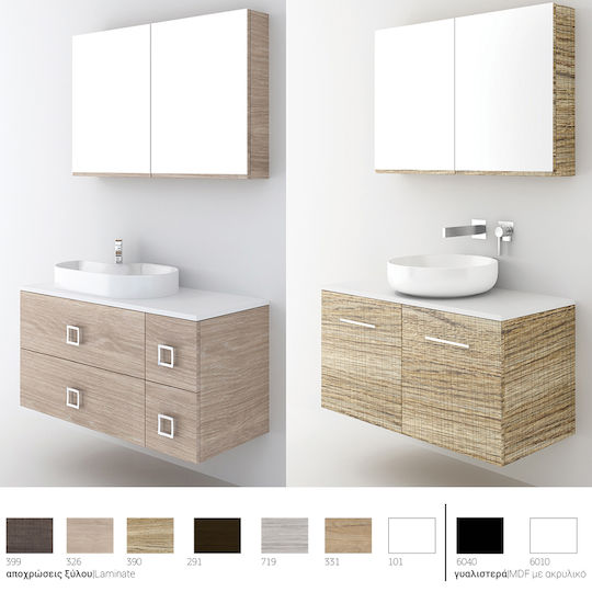 Orabella Surface 100 Πάγκος με Νιπτήρα & Καθρέπτη Μ100xΒ45xΥ50cm Καφέ