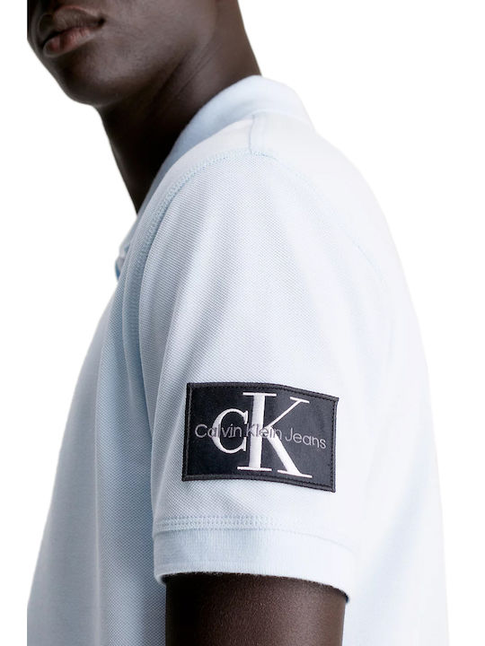 Calvin Klein Badge Men's Short Sleeve Blouse Polo Blue