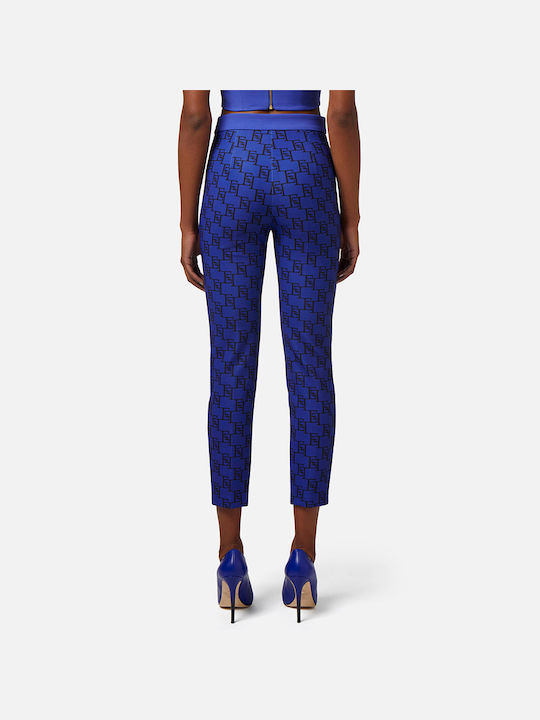 Elisabetta Franchi Women's High-waisted Fabric Trousers Blue