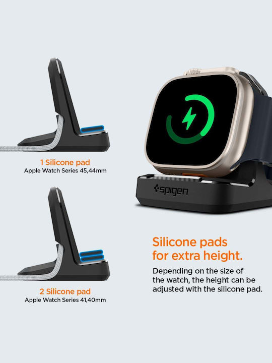Spigen Rugged Armor Stand Wearable Charger Apple Watch Ultra2/Ultra 9/8/7/6/5/SE/4/3/2/1 Blackς