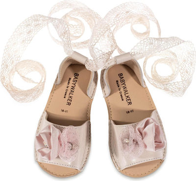 Babywalker Ivory Pink Baptism Leather Soft Sole Sandals