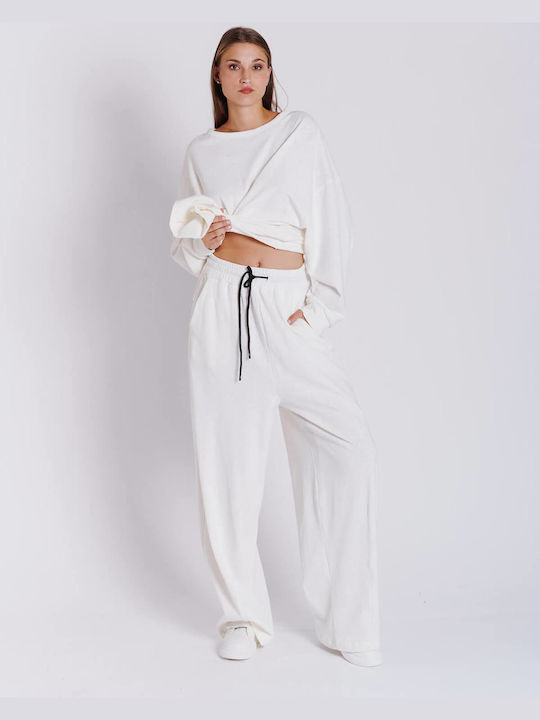 Collectiva Noir Women's Cotton Capri Trousers White