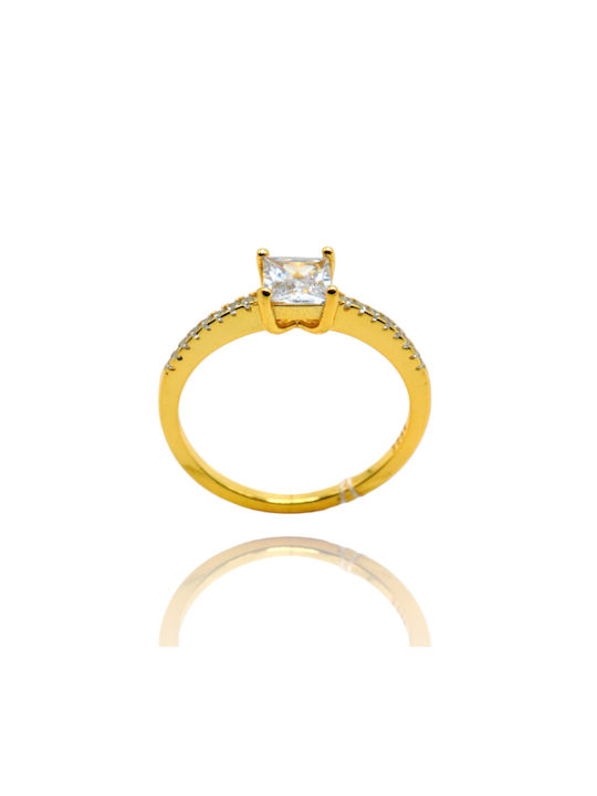 Women's Ring with Zircon from Silver Gold Plated