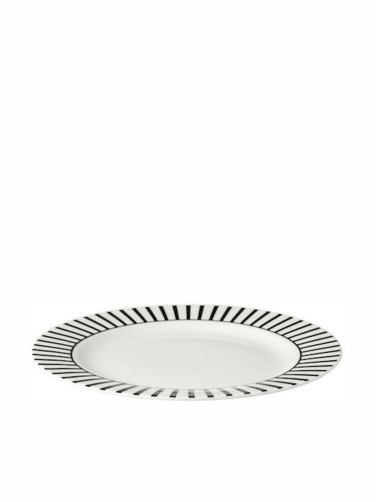 Dutch Rose Dessert Plate Stripe Plate Desert made of Porcelain White with Diameter 18cm