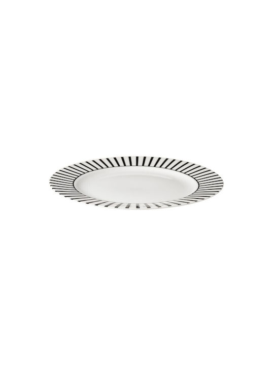 Dutch Rose Dessert Plate Stripe Plate Desert made of Porcelain White with Diameter 21cm