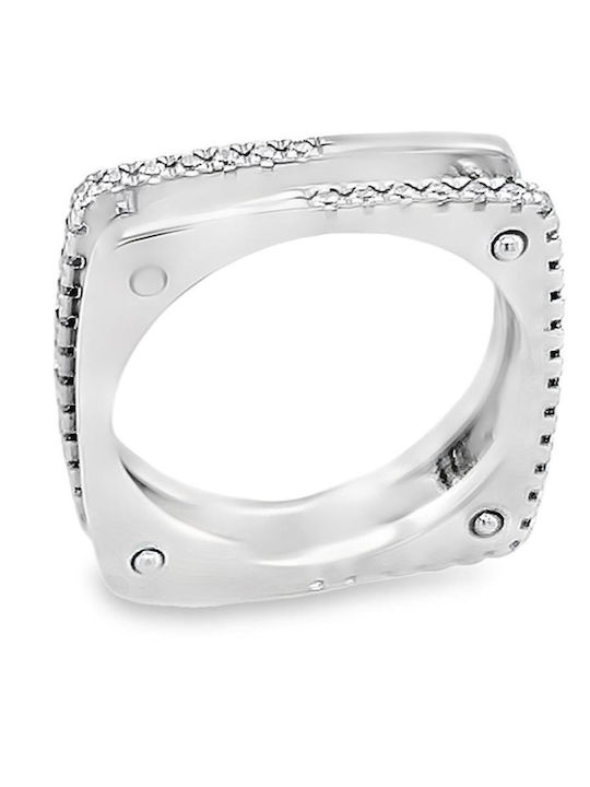 Xryseio Ring with Zircon made of White gold 18K