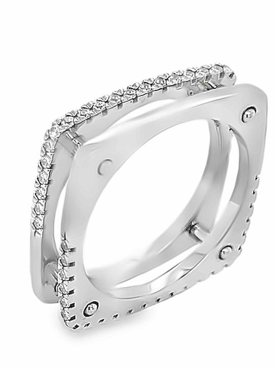 Xryseio Ring with Zircon made of White gold 18K