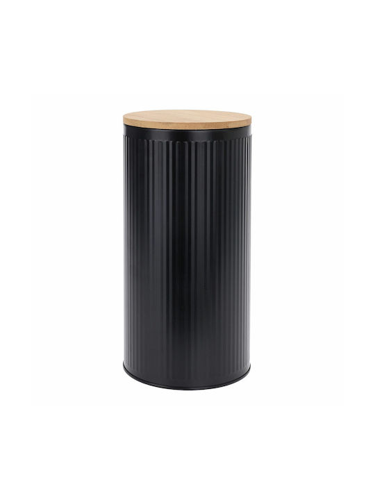 Excellent Houseware Βάζο Γενικής Χρήσης με Καπάκι Μεταλλικό Μαύρο 10.8x10.8x21cm