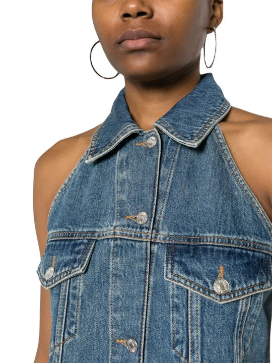 Summer Mini Shirt Dress Denim Blue