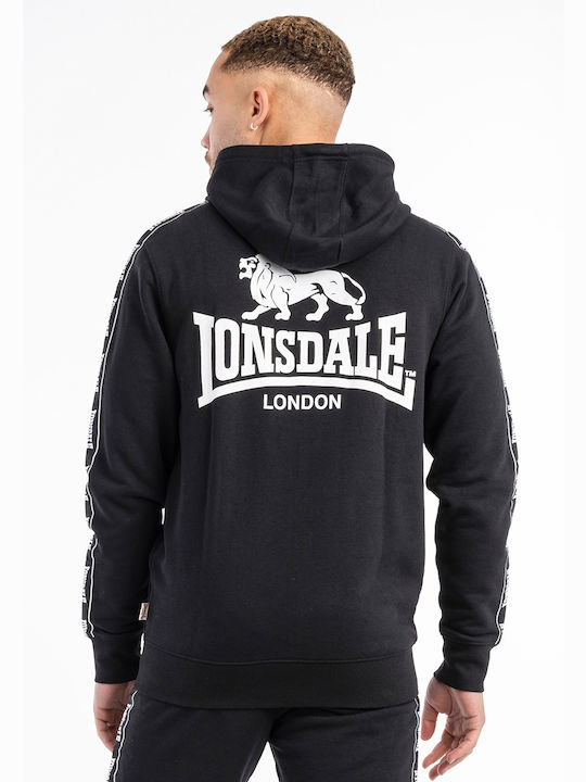 Lonsdale Men's Sweatshirt Jacket with Hood and Pockets Black