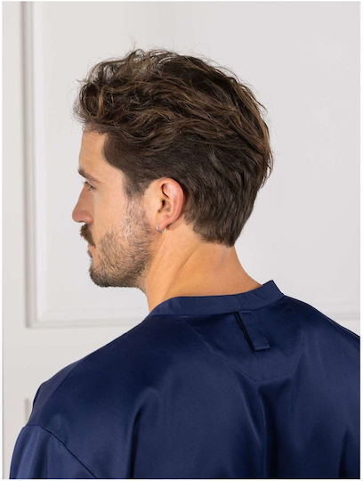 Le Nouveau Chef Bluse Koch Baumwolle Herren Blau mit Kurzärmelig