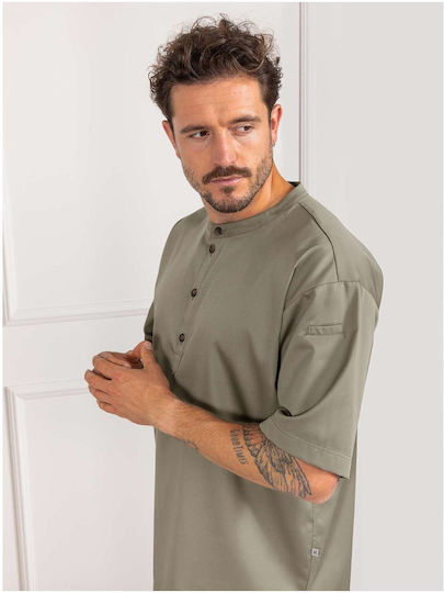 Le Nouveau Chef Rashguard Bucătar Bumbac Bărbat Kaki cu Mâneci scurte