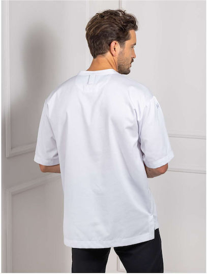 Le Nouveau Chef Bluse Koch Baumwolle Herren Weiß mit Kurzärmelig