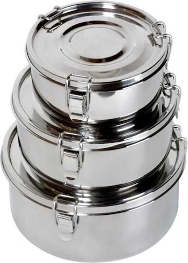 Σετ Δοχεία Φαγητού Inox Ασημί 12x12cm 3τμχ