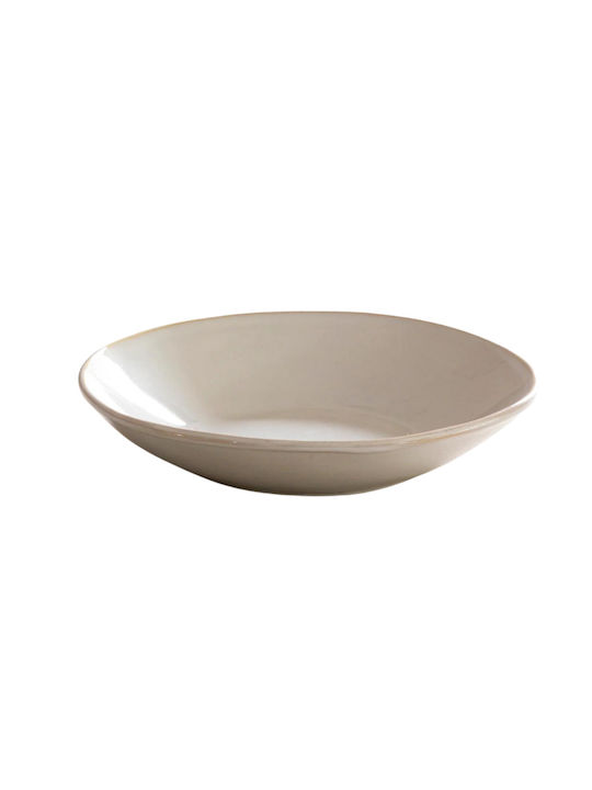 Dutch Rose Plate Soup Ceramic White with Diameter 23.5cm