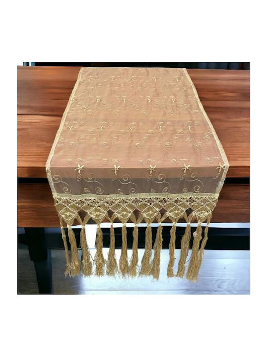Linea Home Ράνερ με Κέντημα Fiore Χρυσαφί 55x200εκ.