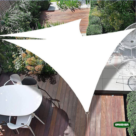 Grasher Ε220 Triangle Shade Sail White With Hoop 3.6m 180gr/m²