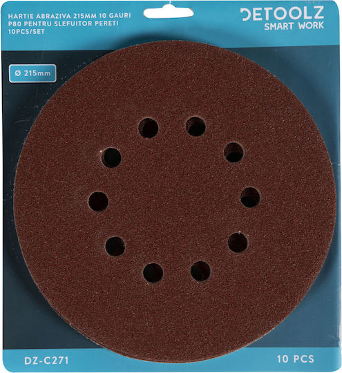 Detoolz Foie de Lustruit pentru Mașină de Lustruit Excentrică K80 cu 10 Găuri 215x215mm Set 1buc