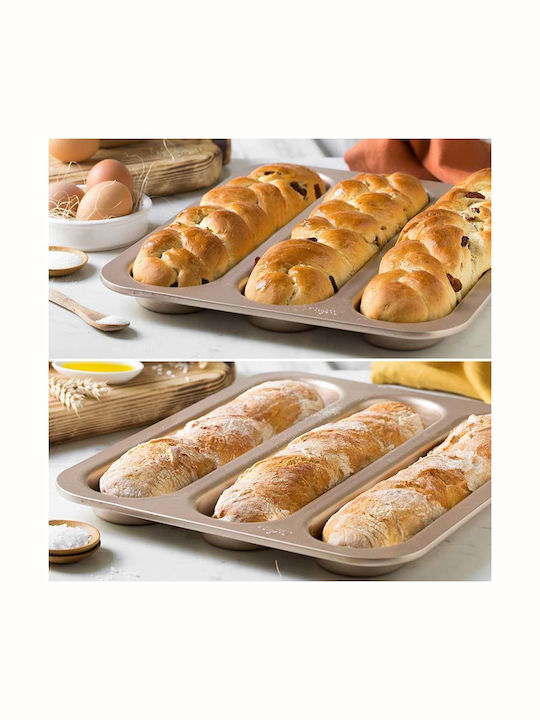 Decora Non-stick Aluminum Bread 3 Cups Baking Pan Rose Gold