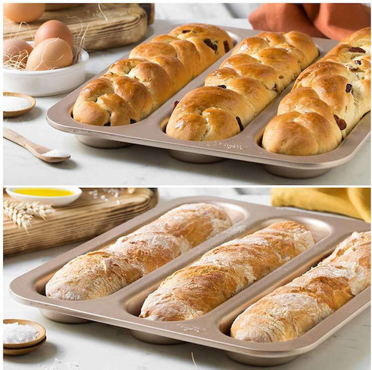 Decora Formă de Patiserie de Pâine din Aluminiu 3 Locuri Rose Gold 1buc