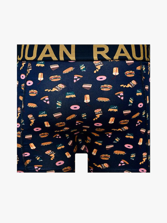 Juan Raul Herren Boxershorts Blau mit Mustern 1Packung